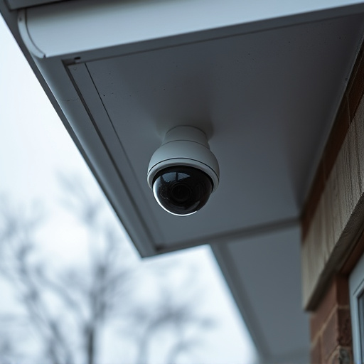 motion-activated surveillance camera under roof eaves