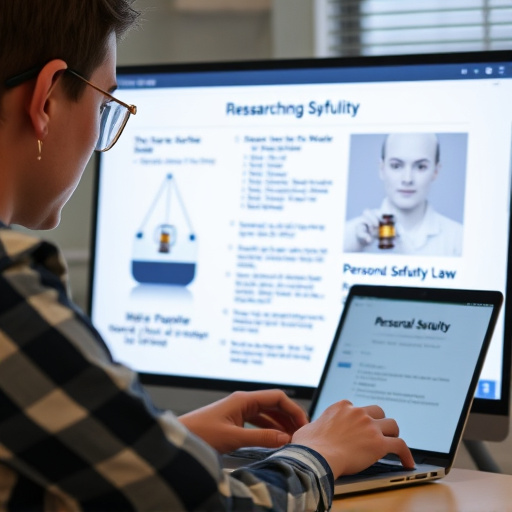 person researching personal safety laws online