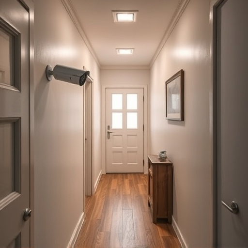 security camera in budget guesthouse hallway