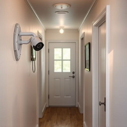 security camera in budget guesthouse hallway