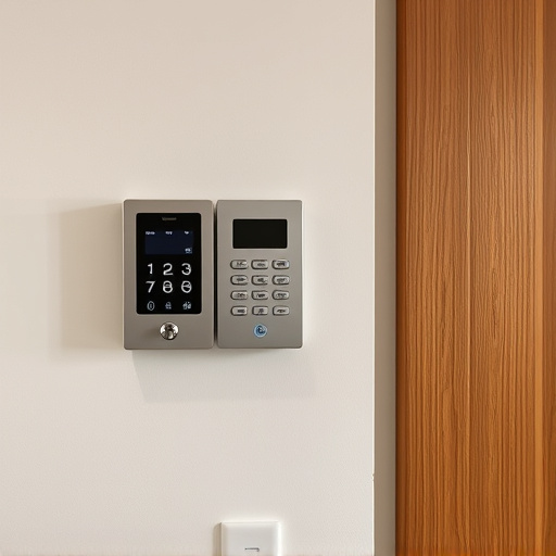 security keypad on modern apartment wall