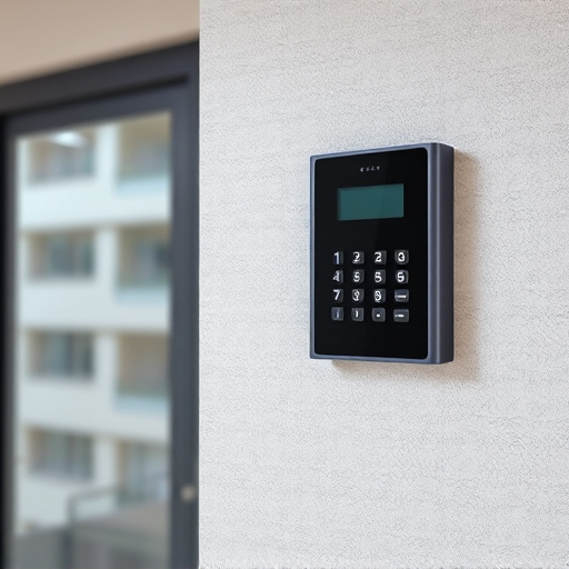 security keypad on modern apartment wall
