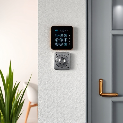 security keypad on modern apartment wall