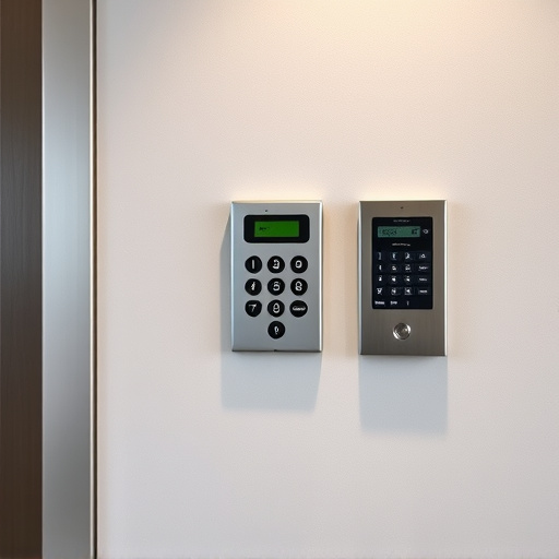 security keypad on modern apartment wall