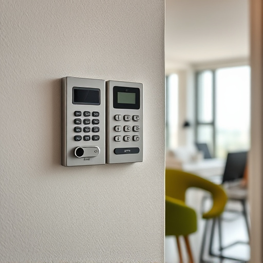 security keypad on modern apartment wall