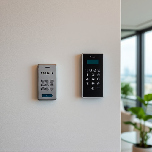 security keypad on modern apartment wall