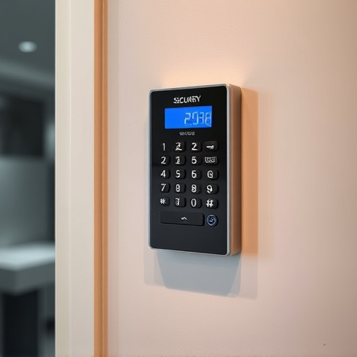 security keypad on modern apartment wall
