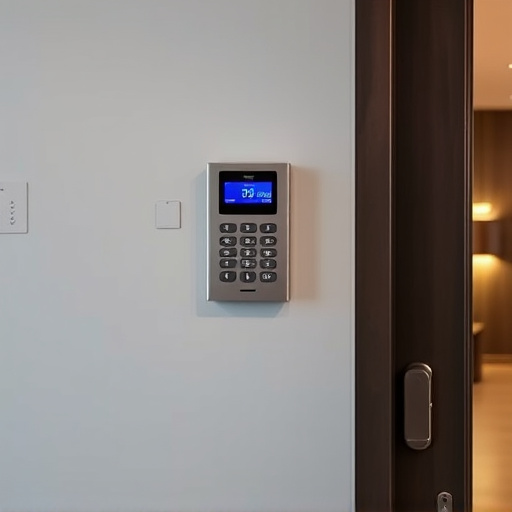 security keypad on modern apartment wall