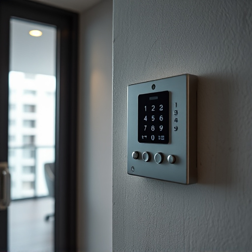 security keypad on modern apartment wall