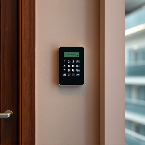 security keypad on modern apartment wall