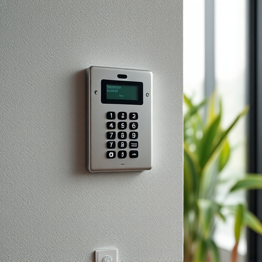 security keypad on modern apartment wall