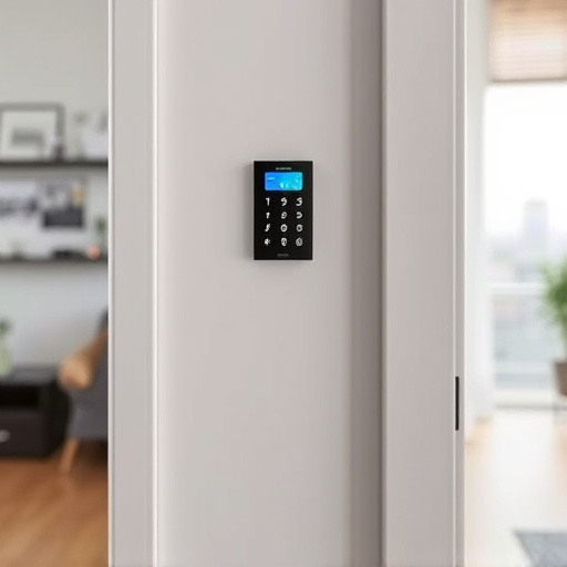 security keypad on modern apartment wall