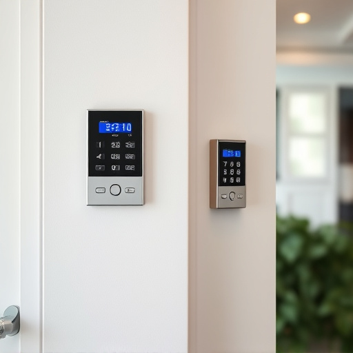 security keypad on modern apartment wall