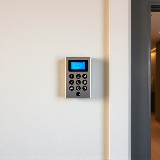 security keypad on modern apartment wall