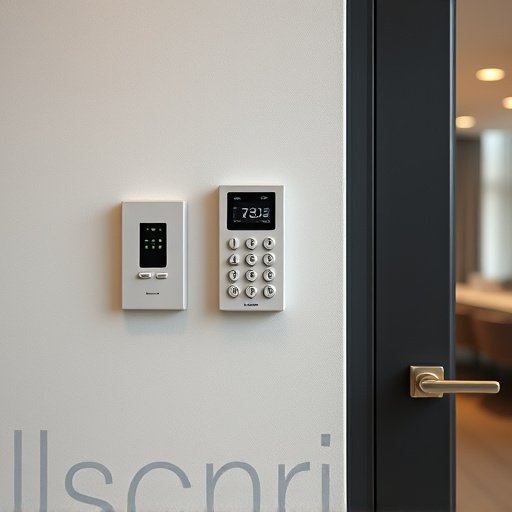 security keypad on modern apartment wall
