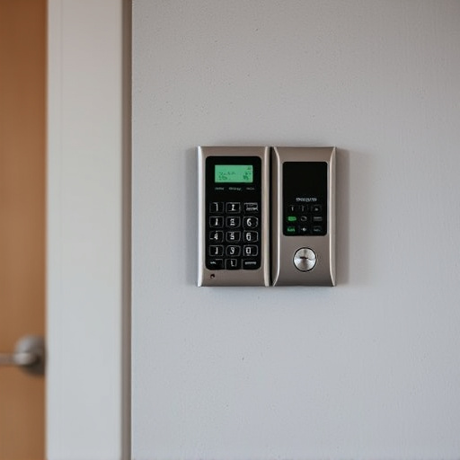 security keypad on modern apartment wall