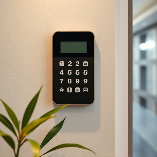 security keypad on modern apartment wall