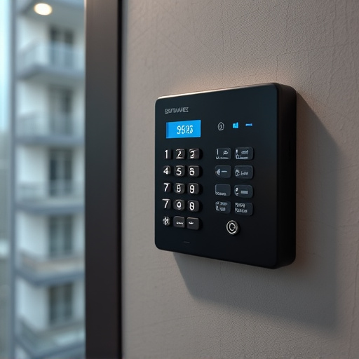 security keypad on modern apartment wall