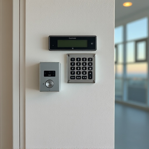 security keypad on modern apartment wall