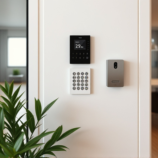 security keypad on modern apartment wall