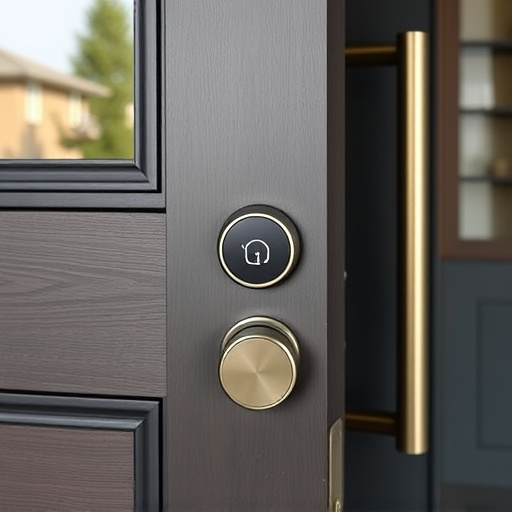 smart lock installed on modern front door