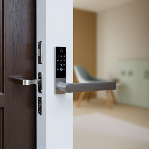 smart lock installed on modern front door