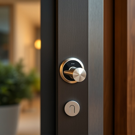 smart lock installed on modern front door