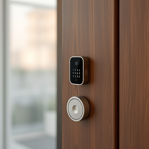 smart lock installed on modern front door