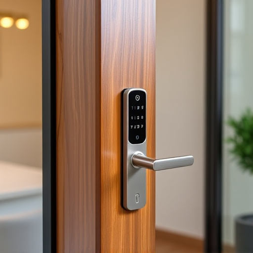 smart lock installed on modern front door