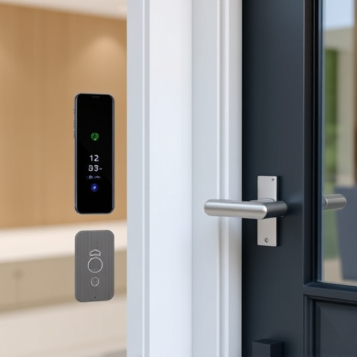 smart lock installed on modern front door