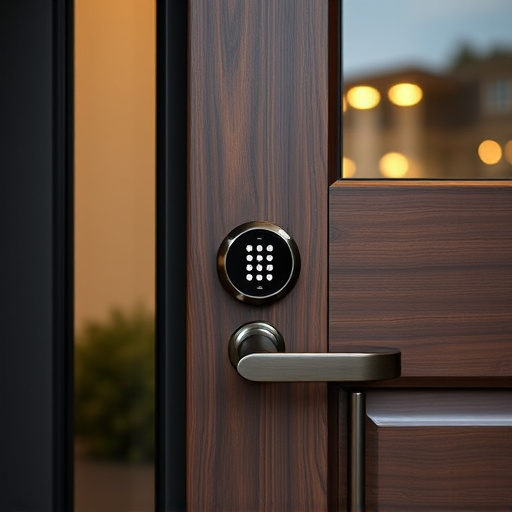 smart lock installed on modern front door