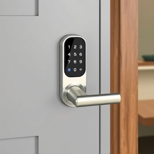 smart lock installed on modern front door