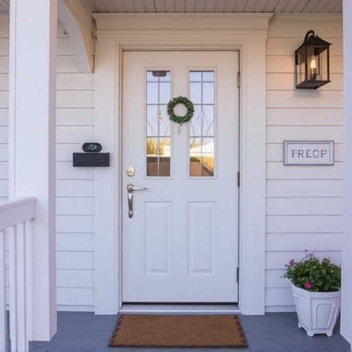 smart video doorbell on suburban porch