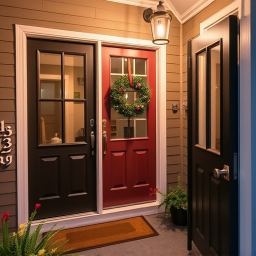 smart video doorbell on suburban porch