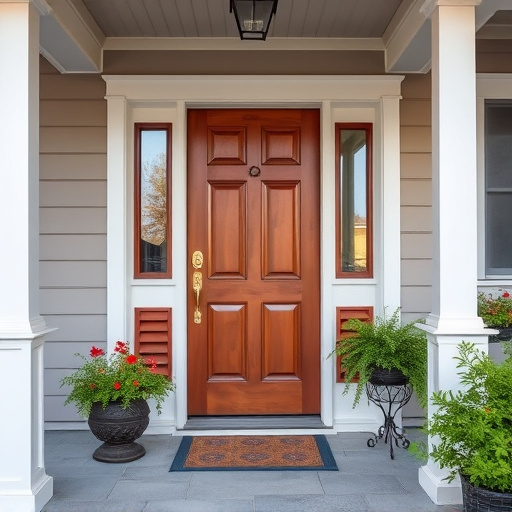 smart video doorbell on suburban porch