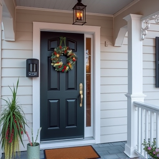 smart video doorbell on suburban porch