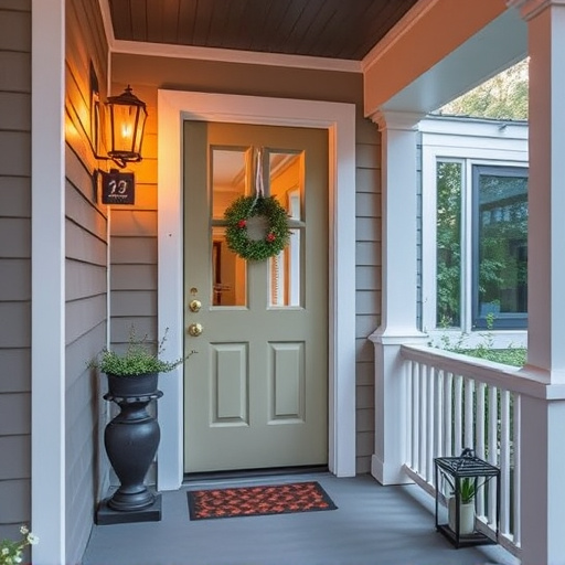 smart video doorbell on suburban porch