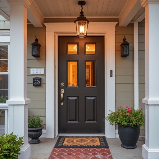 smart video doorbell on suburban porch