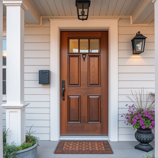 smart video doorbell on suburban porch