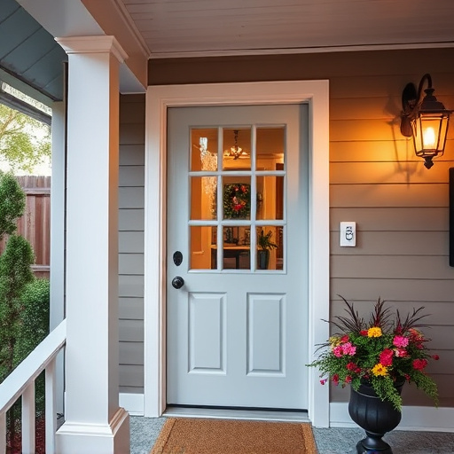 smart video doorbell on suburban porch