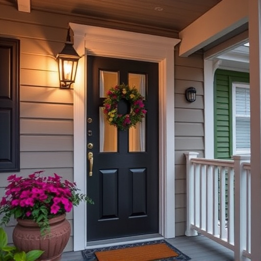 smart video doorbell on suburban porch