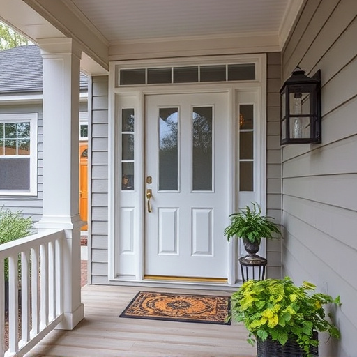smart video doorbell on suburban porch