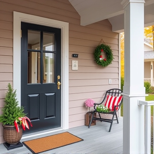 smart video doorbell on suburban porch