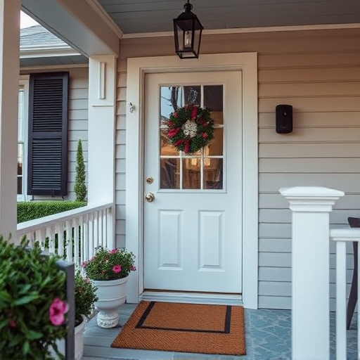 smart video doorbell on suburban porch