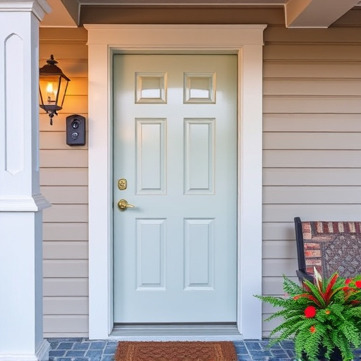 smart video doorbell on suburban porch