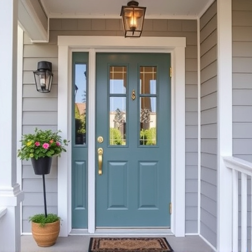 smart video doorbell on suburban porch
