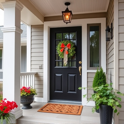 smart video doorbell on suburban porch