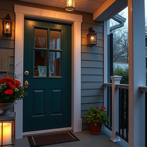 smart video doorbell on suburban porch