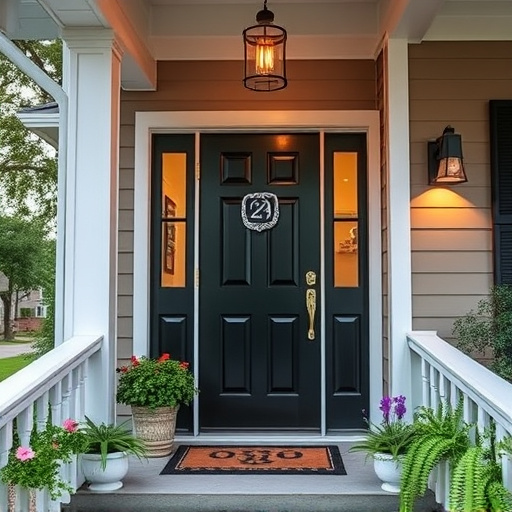 smart video doorbell on suburban porch