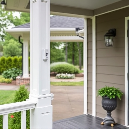 smart video doorbell on suburban porch